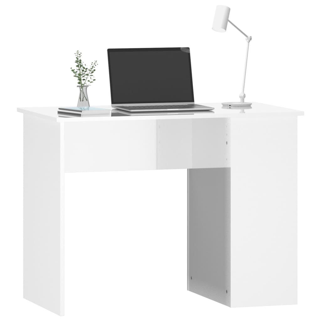 Desk High Gloss White 100x55x75 Engineered Wood